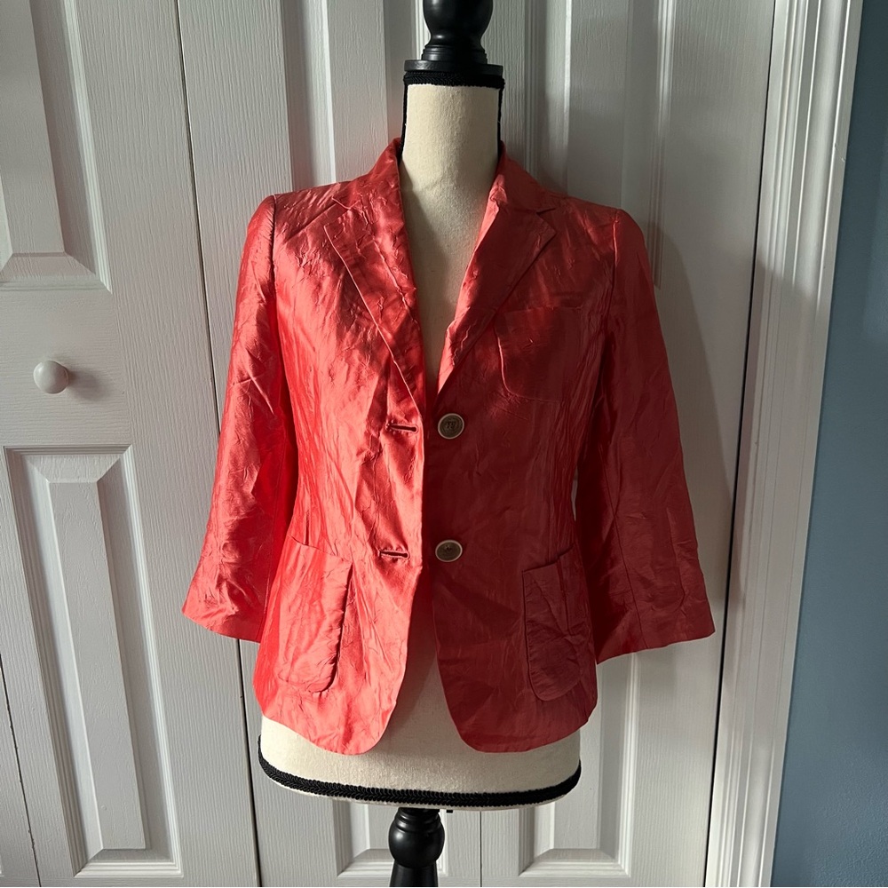 Talbots Coral Silk Women's Blazer Size 4P